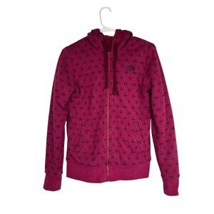 The North Face Womens Reversible Fleece Hoodie Jacket SP Small Pink Geometric